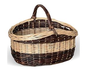 Cesto in vimini paniere Sofia ovale bicolore con manico cm 44 x cm 35 h 24
