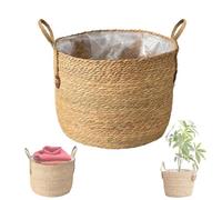 Cesto in vimini per piante, grande vaso di fiori intrecciato, in rattan, moderno e pratico, cesto per piante in vimini naturale, decorazione per la casa ed elegante conservazione