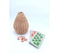 cesto in vimini tombola con 90 numero grandi in legno rilievo bingo 50 cartelle