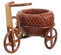 Cesto intrecciato a forma di triciclo Cesto di caramelle di bambù Cesto di