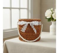 Cesto Intrecciato con Manico Stile Rustico Paniere Regalo per Matrimonio,