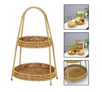 Cesto Intrecciato In Rattan Con Manico Per Sala Da Pranzo, Soggiorno,