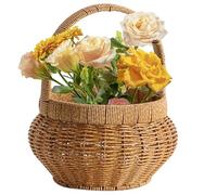 Cesto Intrecciato per Frutta,Ceste Portatili Intrecciate con Manici per Servire e Conservare | Cesto Decorativo Rotondo in Rattan Finto per Pane Verdure | Frutta Verdura Servire Tavola Casa Picnic