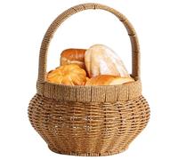 Cesto Intrecciato per Frutta - Organizzatore per Dispensa Intrecciato con Maniglie - Cesto in Rattan Finto Rotondo Decorativo per Conservazione e Piano | Per Cucina Dispensa Picnic Snack Contatore