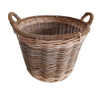Cesto Intrecciato Porta Vaso per Piante da Giardino in Vimini Giunco con bordo in Corda. Rattan Naturale Ecosostenibile - Ideale per Interno ed Esterno CM 55X43