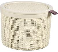 Cesto jute round with lid bianco