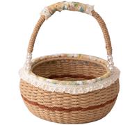 Cesto medio in canapa 22x12x13 cm con per for PERLINE in legno per cucina camera