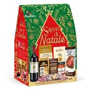 Cesto Natalizio 8 Pezzi “Sapori di Natale”, Confezione Regalo Gourmet con Prodotti Tipici Italiani, Salumi, Pasta, Vino Rosso, Cotechino e Dolci Tradizionali, Idea Regalo Elegante per le Feste