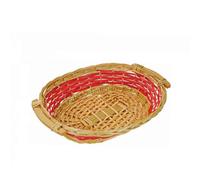 Cesto natalizio in vimini ovale con fascia rossa 38 x 29 x h 10 cm