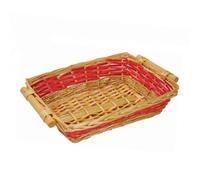 Cesto natalizio in vimini rettangolare con fascia rossa 40 x 32 x h 10 cm