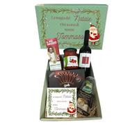 Cesto natalizio per il nonno personalizzabile con prodotti della tradizione bellissima confezione regalo con il nome dei nonni sia sul coperchio della box regalo sia sulla mattonella