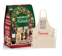 Cesto Natalizio Sapori di Natale - 8 pezzi con grembiule da cucina in cotone personalizzabile regalo natalizio zia nonna cesta prodotti gastronomici idea set