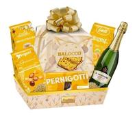 Cesto Natalizio Smeraldo 7 Pezzi con Dolci Tipici, Cioccolato, Praline e Spumante Dolce, Confezione Regalo Elegante per Natale, Idea Gourmet Raffinata per Famiglie, Amici o Regali Aziendali