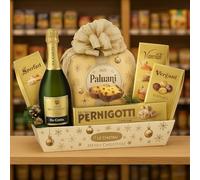 Cesto Natalizio Vassoio Merry Christmas con Dolci Tipici, Cioccolato, Torrone e Spumante Dolce, Confezione Regalo Elegante e Raffinata per Natale, Idea Regalo Gourmet per Famiglie o Aziende