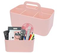 Cesto organizer HVIHWI multiuso in plastica, 5 scomparti, impilabile, per bricolage, arte, trucco, forniture da ufficio, 24,6 x 15,3 x 11,3 cm (rosa)