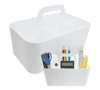 Cesto organizer HVIHWI, multiuso in plastica con 5 scomparti, impilabile, per bricolage, arte, trucco, forniture ufficio, 25x15x11 cm (bianco)