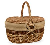 Cesto Ovale Clara picnic in Vimini e Juta con doppio coperchio cm 43 x 33 x h 43