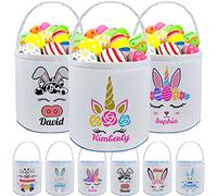Cesto pasquale personalizzato con nome per bambini personalizzato tela coniglietto pasquale Tote borse regalo per neonati