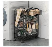 Cesto per biancheria in filo di ferro, cesto per vestiti pieghevole con ruote, cesto per biancheria durevole, piccolo carrello per biancheria con rotelle in metallo cesto per vestiti sporchi per camer