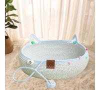 Cesto per cuccia per gatti intrecciato a mano, a forma di gattino, carino,