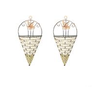 Cesto per fiori in plastica riciclata, da appendere alla parete, in rattan, supporto decorativo per giardino (2 pezzi di caffè)