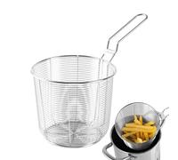 Cesto per friggere, cesto per friggere in acciaio inox, cestino per friggere in acciaio inox con manico anti-scottatura, grande contenitore per spuntini per cucinare noodle