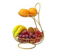 Cesto per frutta a 2 livelli - Organizer da banco 25x25x36 cm, supporto per verdure in rete di ferro, scaffale resistente con design aperto traspirante e base stabile | Portafrutta da Cucina, Dispensa
