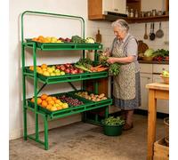 Cesto per frutta e verdura da cucina, supporto per cesti di frutta in ferro, organizer per scaffali da mercato con cesti in PP per verdura, frutta, pane, snack e altro(A,3-tier)