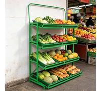 Cesto per frutta e verdura da cucina, supporto per cesti di frutta in ferro, organizer per scaffali da mercato con cesti in PP per verdura, frutta, pane, snack e altro(A,4-tier)