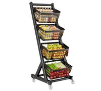 Cesto per frutta impilabile con ruote bloccabili, versatile rabbia per verdure, patate e bevande, ideale per dispensa soggiorno