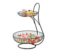 Cesto per frutta in metallo | Organizer a Due Livelli per Verdura | Portaverdure in rete,Per dispensa, scaffale, cucina, soggiorno, studio, home office, appartamento, party, hotel, ristorante