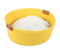 Cesto Per Gatti D&D Tre Giallo Grande Con Cuscino Reversibile 57x57x20 Cm Cotone