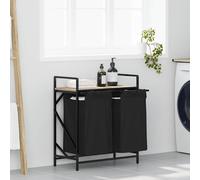vidaXL Cesto per la Biancheria 2 Scomparti con Ripiano Rovere Sonoma