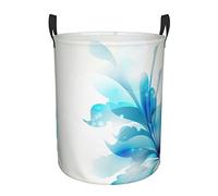 Cesto per la biancheria, cesto per vestiti sporchi, per camera da letto, bagno, sfumature blu astratte, fiori ombre, cesto per la biancheria con manici