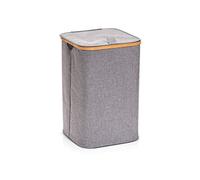 Cesto per la biancheria, in poliestere/bambù, colore: grigio, Grigio, 33 x 33 x 50 cm