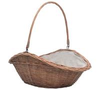 Cesto per legna da ardere, 60 x 44 x 55 cm, salice | Robusta maniglia per il trasporto, organizer multiuso per biancheria o verdure, stile rustico