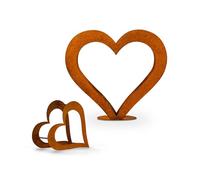 Cesto per legna da ardere, cuore in metallo, ruggine, in legno, decorazione M+XS