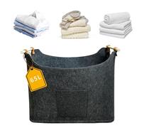Cesto per legna da ardere in feltro, con manici, pieghevole, multiuso, per legno, camini, giornali, riviste, giocattoli, vestiti (55 x 32 x 40 cm, grigio scuro)