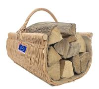 Cesto per legna da ardere in vimini con iuta XL, contenitore per legna da ardere per camino e stufa, cesto con due lati aperti per riporre e trasportare facilmente il legna da ardere, marrone, 50 x 32