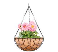 Cesto per piante da appendere, rotondo, in filo metallico, decorativo, con catena, per montaggio a parete, per interni ed esterni, per balcone, giardino, patio, casa, composizione floreale