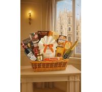 Cesto Piazza Duomo 14 Pezzi Cesto Regalo Natalizio Gourmet con Vino, Dolci, Biscotti, Taralli e Specialità Italiane - Idea Regalo Elegante per Natale e Festività