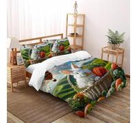 cesto piccolo coniglio bianco Set Di Biancheria Da Letto animalee Copripiumino 2 Pezzi Comfort in Microfibra Per Coppia Adulti Doppia Con Cerniera E Federa Double（200x200cm）