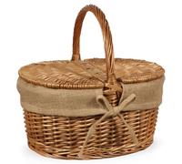 Cesto picnic campagnola Grande in Vimini e Juta con Coperchio cm 50 x 32 x h 42