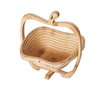 Cesto pieghevole in bambù per frutta secca a forma di mela, cestino pieghevole per pane, noci per caramelle, regali di frutta, porta snack in legno per tavolo da cucina