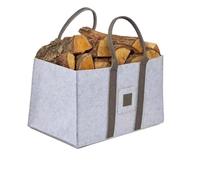 Cesto porta legna da ardere grande, pieghevole, in feltro, for camino, resistente, con manici, for giardino, patio, capanno, campeggio, picnic per Legna da Ardere(Grey)