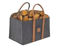 Cesto porta legna da ardere grande, pieghevole, in feltro, for camino, resistente, con manici, for giardino, patio, capanno, campeggio, picnic per Legna da Ardere(Dark grey)