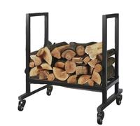 Cesto porta legna in metallo per caminetti, deposito legna da interno, con design open top per carico e scarico rapidi nero C
