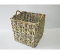 CESTO PORTA LEGNA QUADRATO MANICI IN CORDA KUBO VIMINI VIMINI CM 45X45X46 H