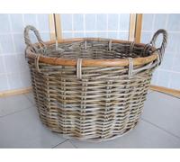 CESTO PORTA LEGNA VIMINI GIUNCO ROTONDO CM 49X33 H C/M CM 40 H PORTA VASO