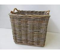 cesto porta legna vimini in giunco cm 51x51x47 h con manici cm 49 molto robusto porta biancheria pellet camino